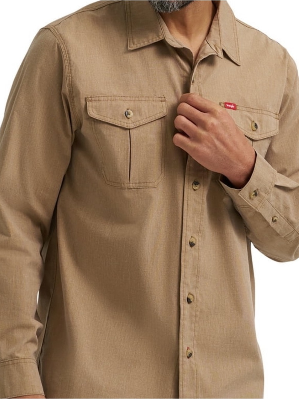 Wrangler Khaki Button-Down Work Shirt